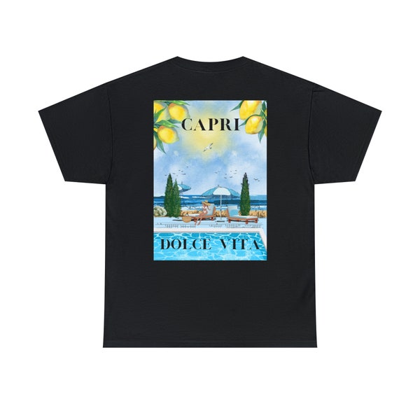 Unisex Heavy Cotton Tee Capri edition, italian summer vibe, la dolce vita shirt, capri print shirt, ocean shirt, oversized shirt, MAREprint