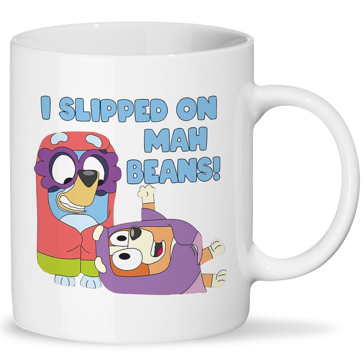 Discover I Slipped On Mah Beans Mug, BlueyDad And Bingo Mug