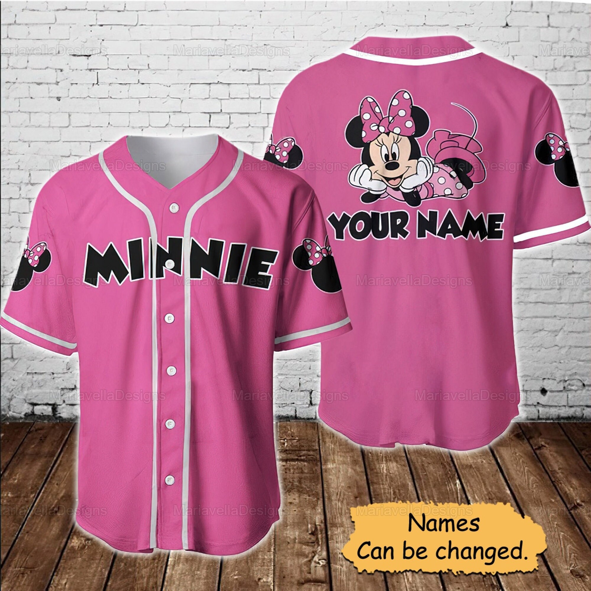 Minnie Mouse Disney Custom Baseball Jersey, Disney Baseball Jersey sold