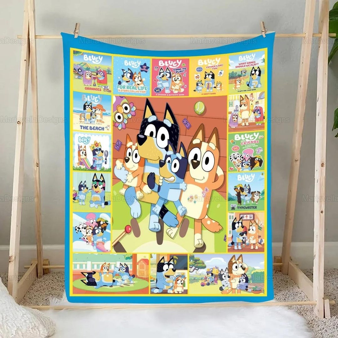 Bluey Fleece Blanket Bluey Cartoon Comforter Blanket Bluey Etsy