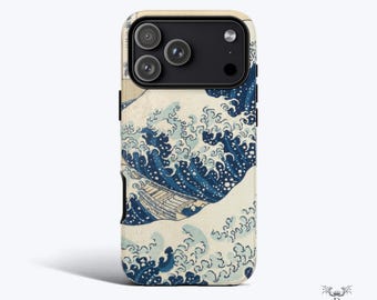 Hokusai The Great Wave off Kanagawa Phone Case - Für iPhone 17, 16, 15, 14 13 Pro Max Plus mit japanischem Ukiyo-e Fine Art Design MagSafe Option