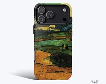 Coque iPhone Vincent Van Gogh Vue du Mont Gaussier, œuvre d'art