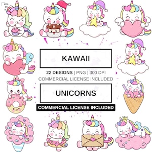 22 PNG Kawaii Unicorn Cute Clipart, Kawaii Unicorn Clipart, Unicorn Clipart, Cute Unicorn Clipart, Unicorn Art, Unicorn Sublimation