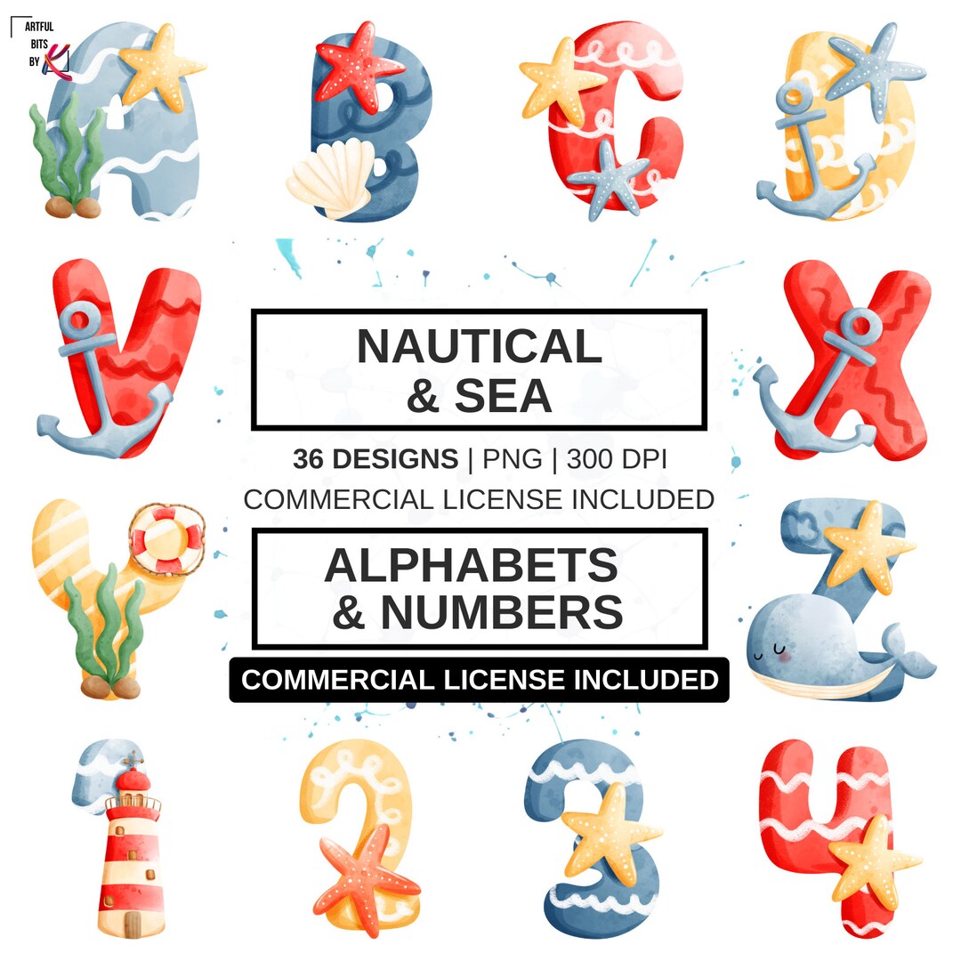 Nautical Alphabets and Numbers Clipart, Nautical Alphabet, Nautical ...