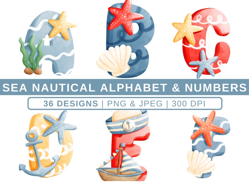 Nautical Alphabets and Numbers Clipart Nautical Alphabet - Etsy