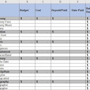 Editable Excel Wedding & Honeymoon Budget Combo Instant Download