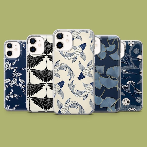 Japanese Art Phone Case Cool Blue Cover for iPhone 15, 14, 13, 12 Samsung S24Ultra, S23FE, S22, A15, A54, A25, A14, Pixel 8A 8Pro 7A 7Pro 6A
