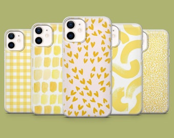 Formes de boîtier de téléphone esthétique jaune Couverture pour iPhone 15, 14, 13, 12 Samsung S24Ultra, S23FE, S22, A15, A54, A25, A14 Pixel 8A 8Pro 7A 7Pro 6A