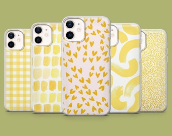 Geel Esthetisch Telefoonhoesje Vormen Cover voor iPhone 15, 14, 13, 12 Samsung S24Ultra, S23FE, S22, A15, A54, A25, A14 Pixel 8A 8Pro 7A 7Pro 6A