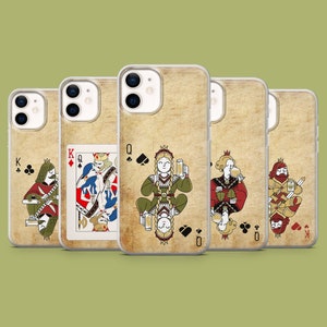 Playing Cards Phone Case Parchment Cover for iPhone 15, 14, 13, 12, 11, Xr Samsung S23Ultra, S22, S21FE, A54, A34, A14, Pixel 8 7A 7Pro 6Pro