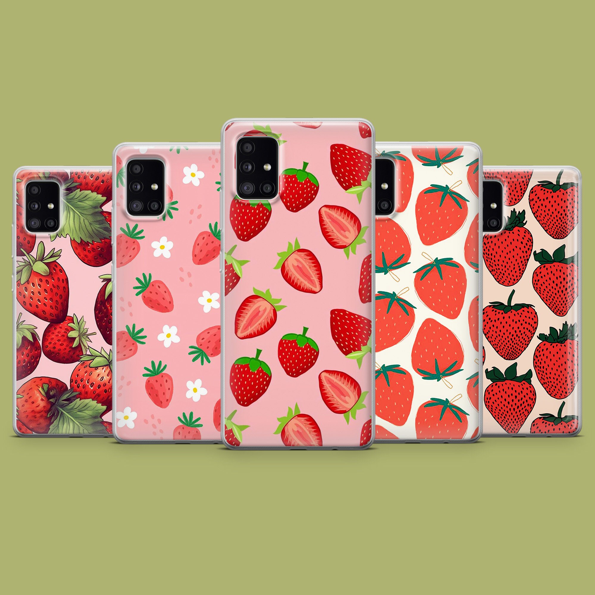 Strawberry Phone Case Fresh Cover for iPhone 15, 14, 13, 12 Samsung