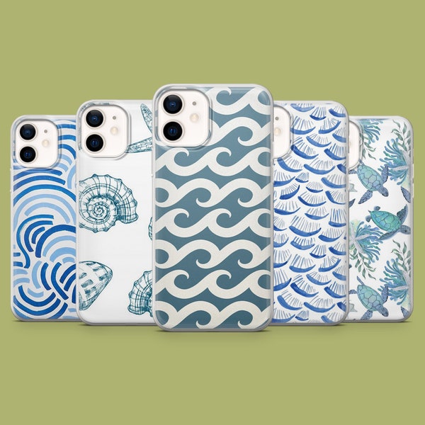 Nautical Theme Phone Case Seashell Art Cover for iPhone 15 14 13 12 11 Xr Samsung S23Ultra S22, S21FE, A54, A34, A14, Pixel 8, 7A, 7Pro 6Pro