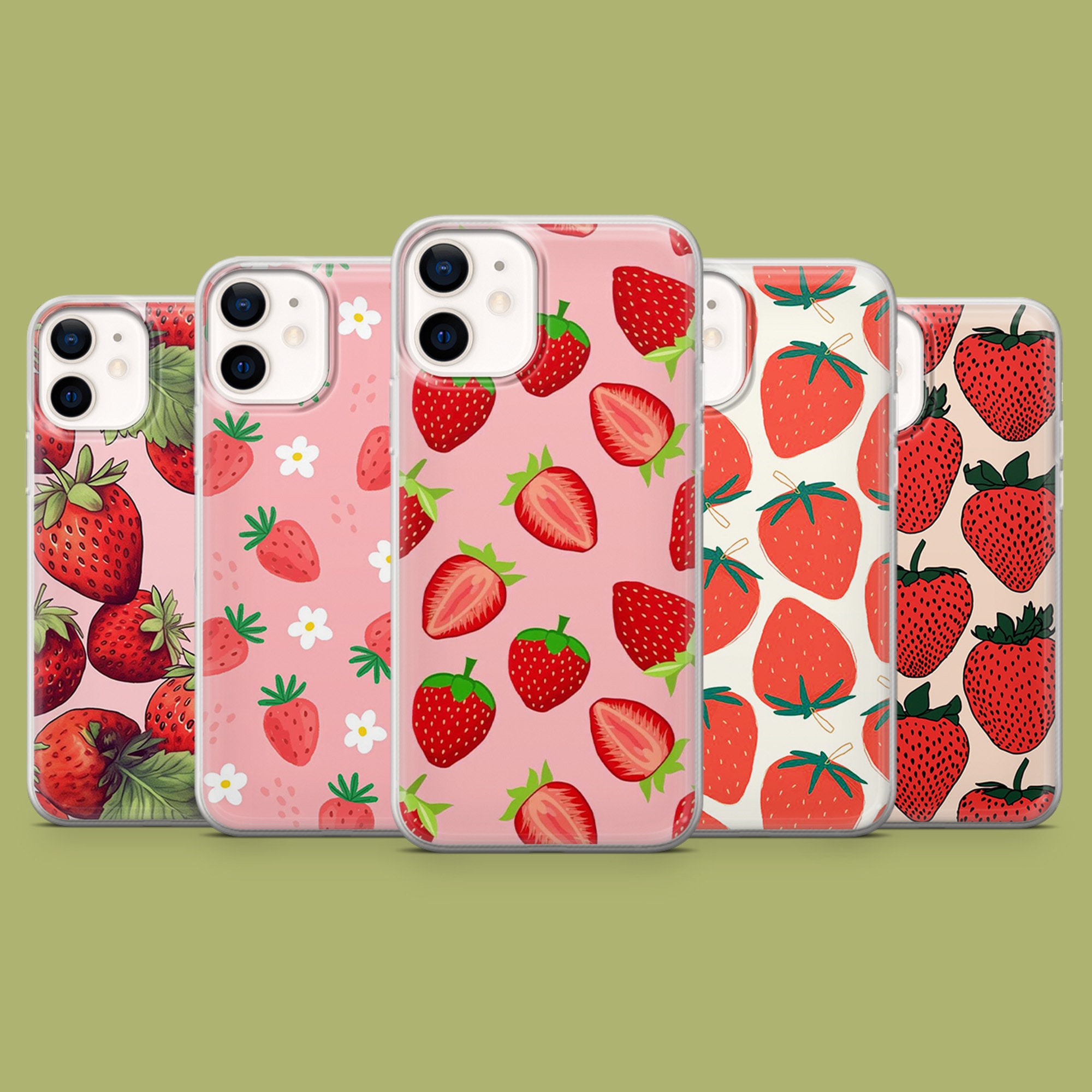 Strawberry Phone Case Fresh Cover for iPhone 15, 14, 13, 12 Samsung
