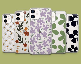 Bloemenprint telefoonhoesje transparant hoesje voor iPhone 15, 14, 13, 12 Samsung S24Ultra, S23FE, S22, A15, A54, A25 A14 Pixel 8A 8Pro 7A 7Pro 6A