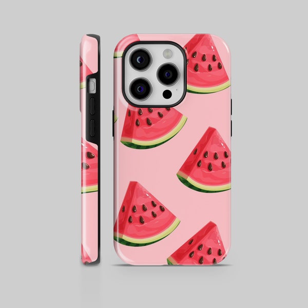 Tough Pink Watermelon Phone Case Juicy Cover for iPhone 15, 14, 13, 12 Samsung S24, S23, S22, A15, A54, A25, A14 Pixel 8A, 8Pro, 7A, 7Pro 6A