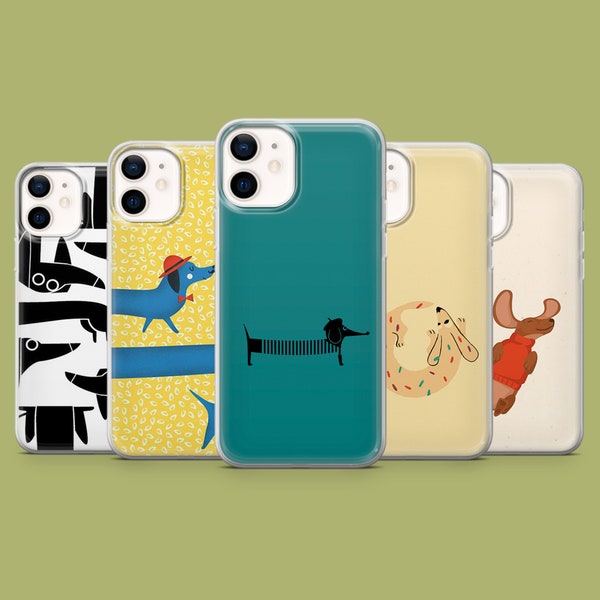 Wiener Dog Phone Case Pet Lover Cover for iPhone 14, 13, 12, 11, XR, 8, Samsung S23Ultra, S22, S21FE, A54, A34, A14, A13, Pixel 7A, 6Pro