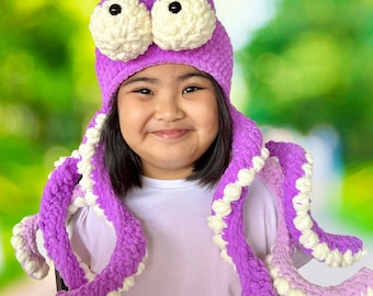 Häkelanleitung für einen Krakenhut: Meerestier Amigurumi, einfaches Halloween-Kostüm (PDF-Häkelanleitung)