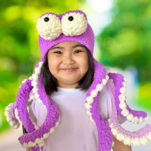 Crochet Pattern Octopus Hat Crochet Sea Animal Amigurumi Hat headdress Headpiece Easy PDF Pattern Halloween Costume kids adults cute fun