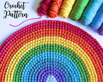 Crochet Pattern Rainbow Rug + Mat + Bath Mat + Bathroom Rug + Welcome Rug + Rainbow Crochet + Baby Room + Table Runner + Home Decor +Nursery