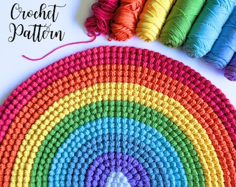 Crochet Pattern: Rainbow Bobble Rug, Mat, Runner (Digital Pattern)