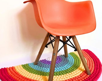 Crochet Pattern + Rug Mat for Kids Baby Room Nursery + Semi-Circle Door Mat + Welcome Rug + Rainbow Crochet  + Home Decor + Digital download