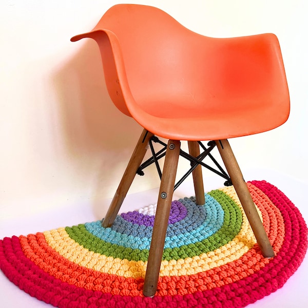 Crochet Pattern + Rug Mat for Kids Baby Room Nursery + Semi-Circle Door Mat + Welcome Rug + Rainbow Crochet  + Home Decor + Digital download