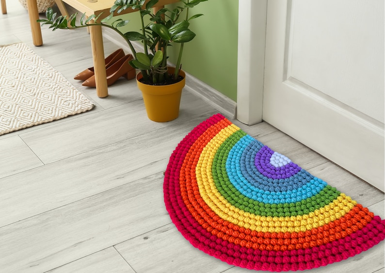 Crochet Pattern: Rainbow Bobble Rug, Mat, Runner (digital Pattern) - Etsy