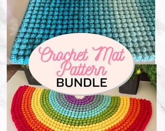 Crochet Pattern Bundle Rug - 2 patterns Mat - Entrance Mat - Bath Mat - Table Mat - Modern Rug, Welcome Mat, Door Mat, Crochet Home Decor