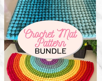 Crochet Rug Pattern Bundle: Rainbow & Cloud Bobble Mats (PDF Pattern)