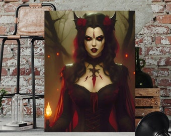 Eternal Seduction: Vampire Women Wall Décor, AI Art Matte Canvas, Stretched, 0.75"