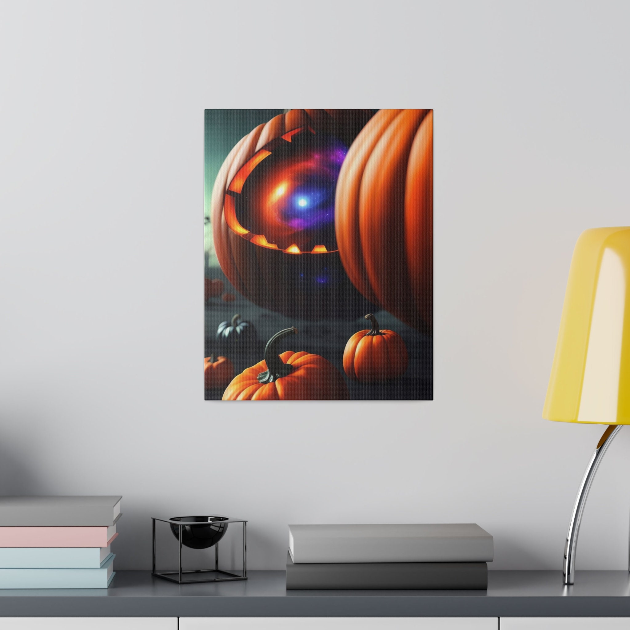 Halloween Cosmic Pumpkin Wall Décor, AI Art Matte Canvas, Stretched, 0.