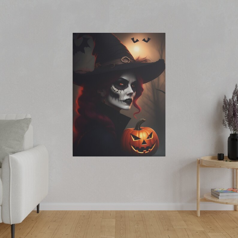 Halloween Witch Wall Art, AI Art Matte Canvas, Stretched, 0.75 Etsy