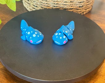 3D Printed Articulated Whale Shark - Cyan & Ice Blue