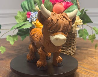 3D Printed Articulated Highland Cow Figurine