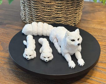 3D Printed Articulated Arctic Fox with Pups