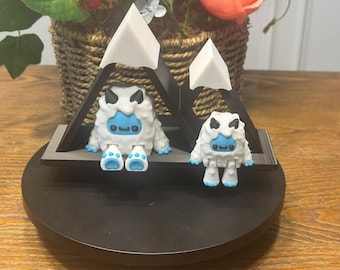 3D Printed Articulated Yeti: Whimsical Figurine with Mountain Display