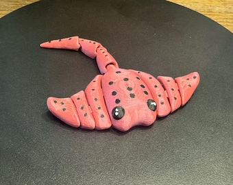 3D Printed Articulated Stingray: Pink & Black Cinderwing Design