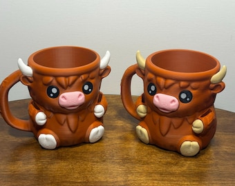3D Printed Highland Cow Ice Cream Pint Holder | Kitchen Decor, Ferdinand