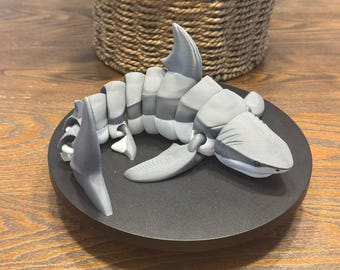 3D Printed Articulated Great White Shark, Poseable Marine Model
