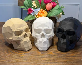 3D Printed Low Poly Skull Headset Stand: PLA Bioplastic