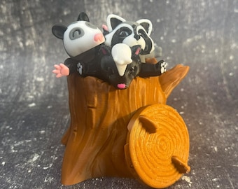3D Printed Articulated Stump Animal: Raccoon, Opossum, or Skunk