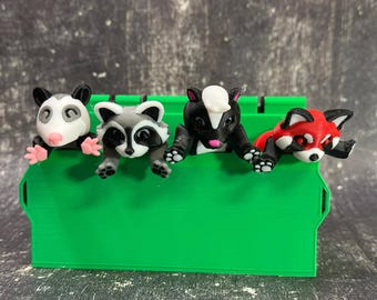 3D Printed Articulated Dumpster Animals: Raccoon, Opossum, Skunk