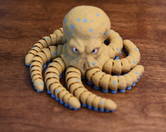 3D Printed Articulated Octopus Figurine | Poseable Marine Creature Display