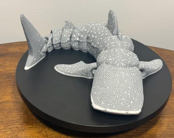 3D Printed Articulated Whale Shark, Poseable Marine Model
