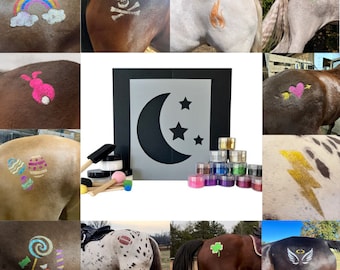 Galopp-Glitzer-Schablonen-Set für Pferde – Glitzer-Cutie-Mark – Reiter-Glitzer-Tattoo