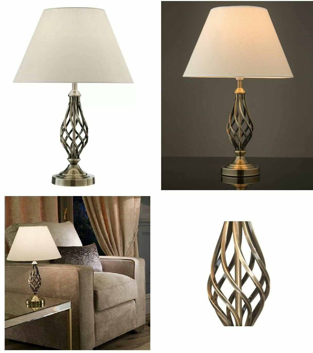 Kingswood Barley Twist Traditional Bed Side Table Lamp Shade