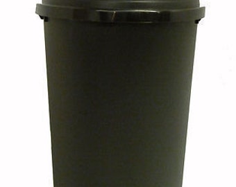 50 l litre plastic bullet bin rubbish waste bins kitchen dustbin black flap lid