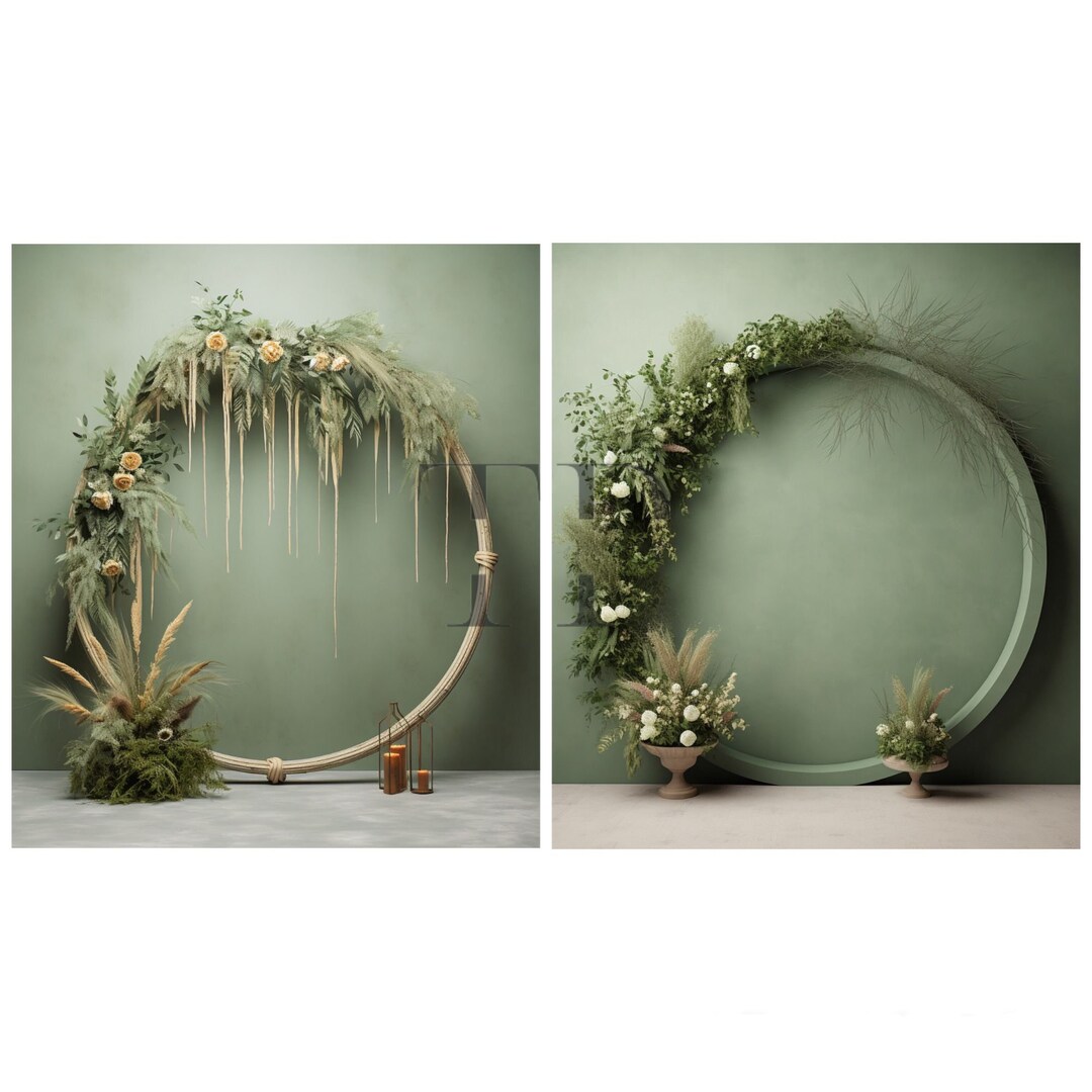 Sage Green Boho Digital Backdrops Maternity Photo Overlays Etsy