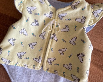 Handmade baby vest, size 0 (6-12 months), yellow bunnies