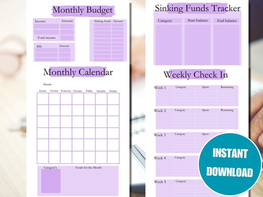 Printable Monthly Budgeting Template Pack Purple Instant Download - Etsy